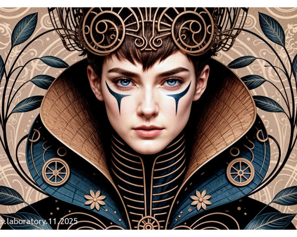 Portrait of a Young Woman in Steampunk Aesthetic