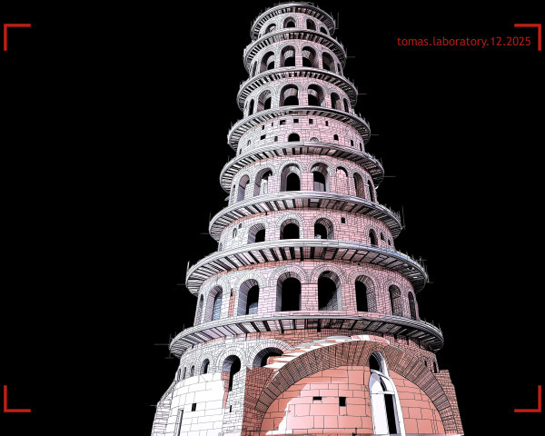 Stylized Tower with Spiraling Staircase and Tiers