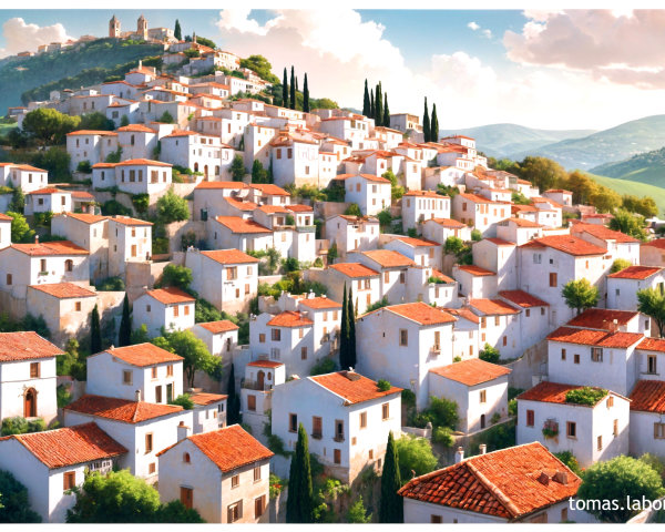 Picturesque Mediterranean Village with White Houses