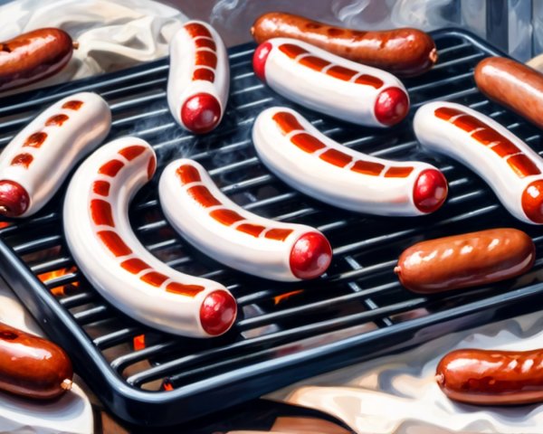 Vibrant Grill Scene with Assorted Sausages