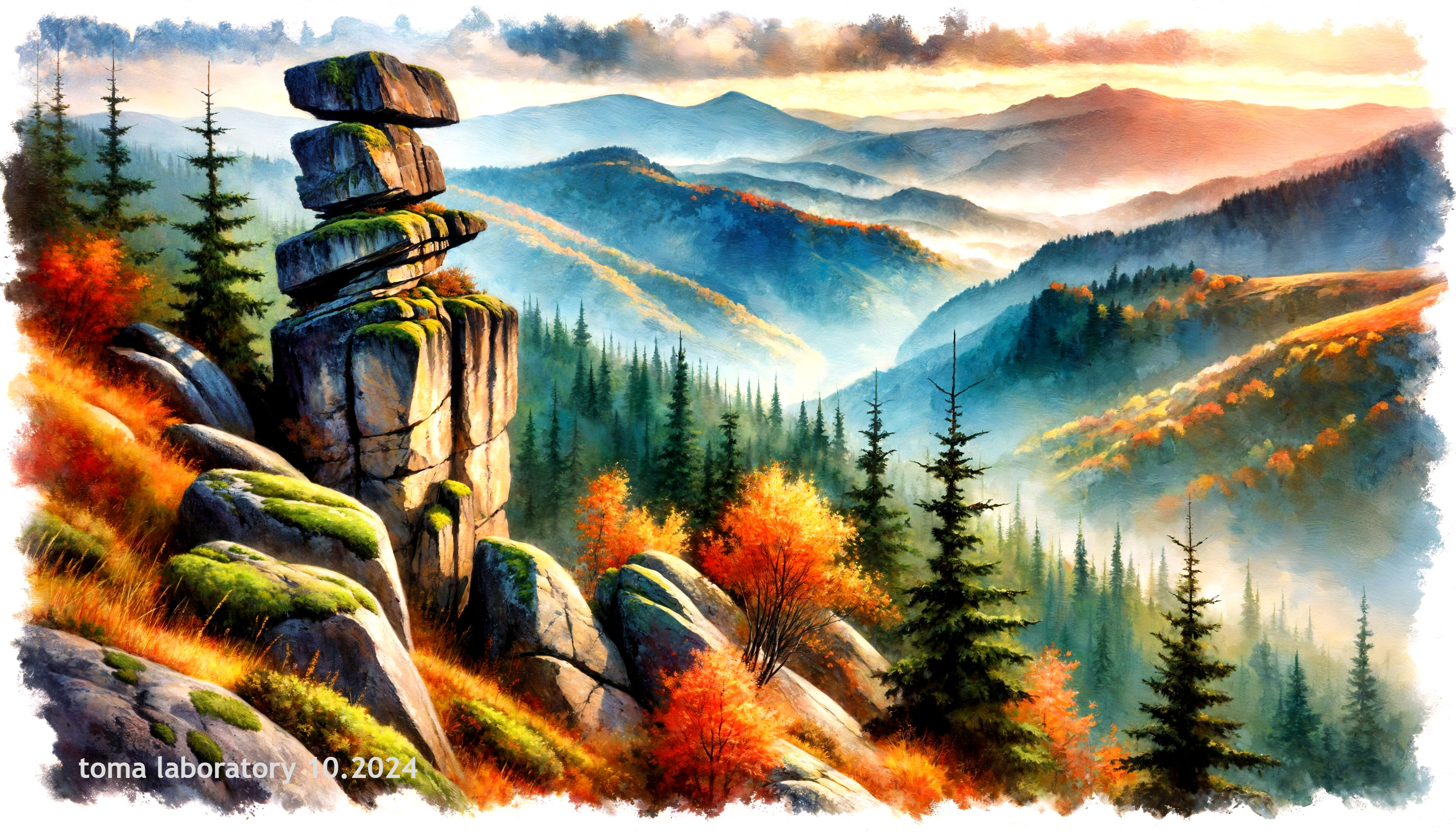 Magnificent Rock Formation in Autumn Landscape