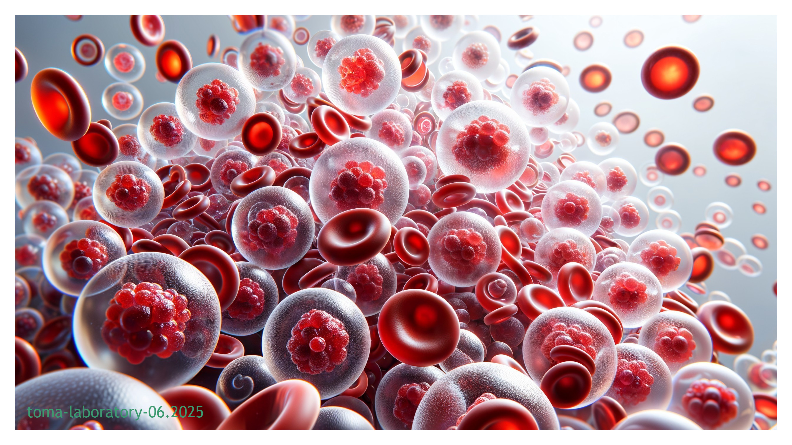 Vibrant Translucent Cells with Red Blood Cells Displayed