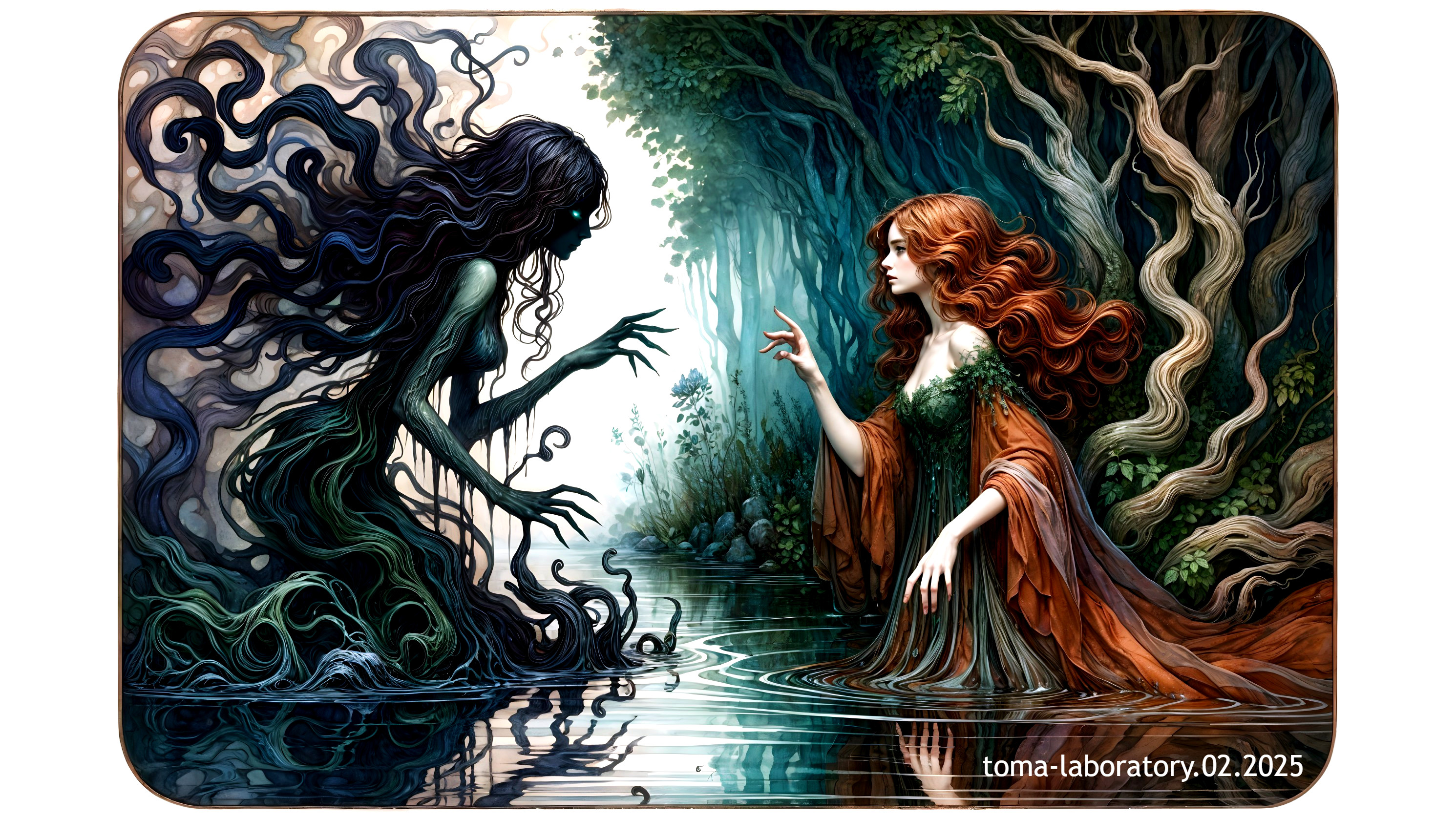 Mystical Scene of Ethereal Figure by Water's Edge
