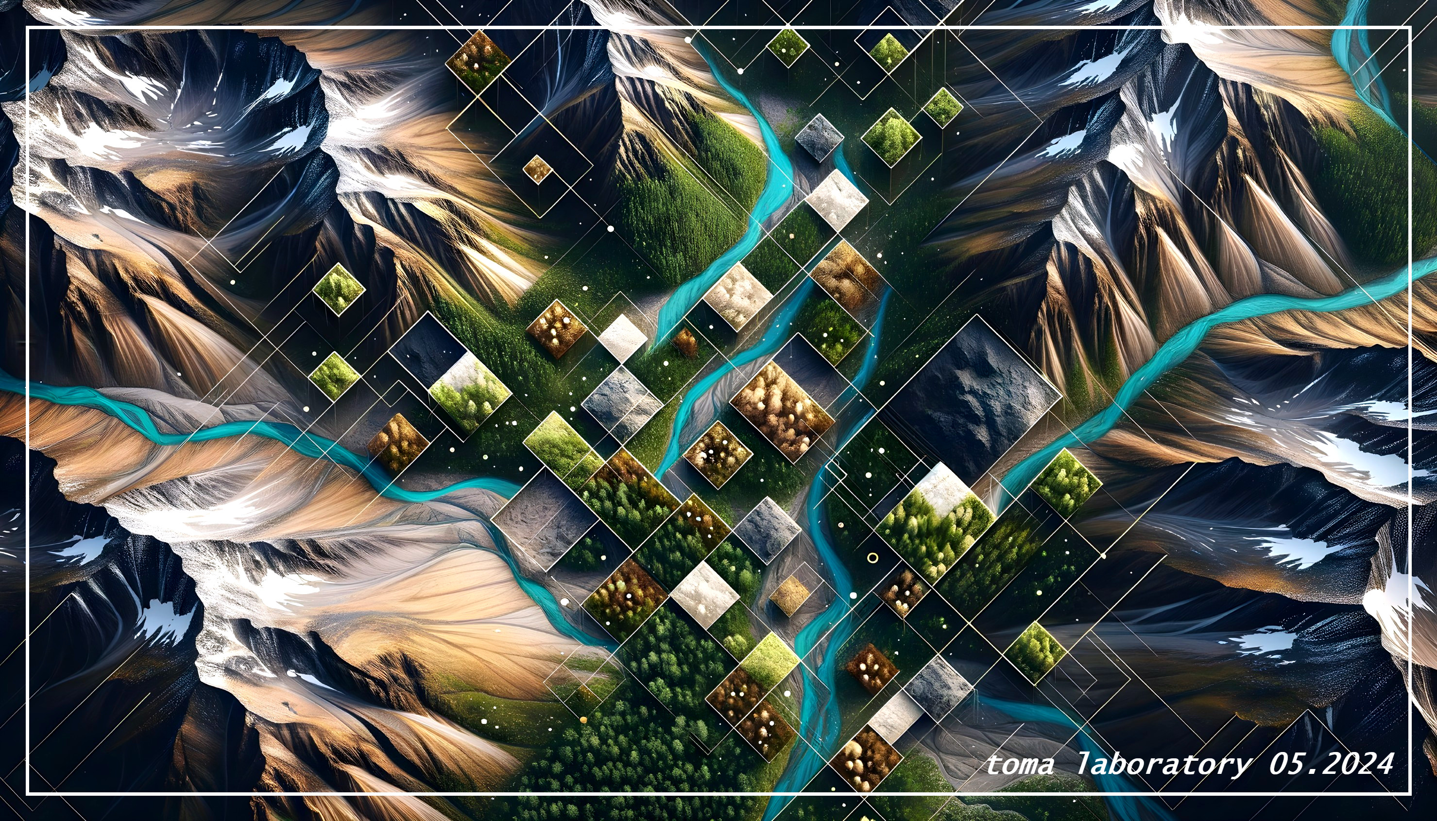 Vibrant Digital Artwork of Mountains and River Landscape