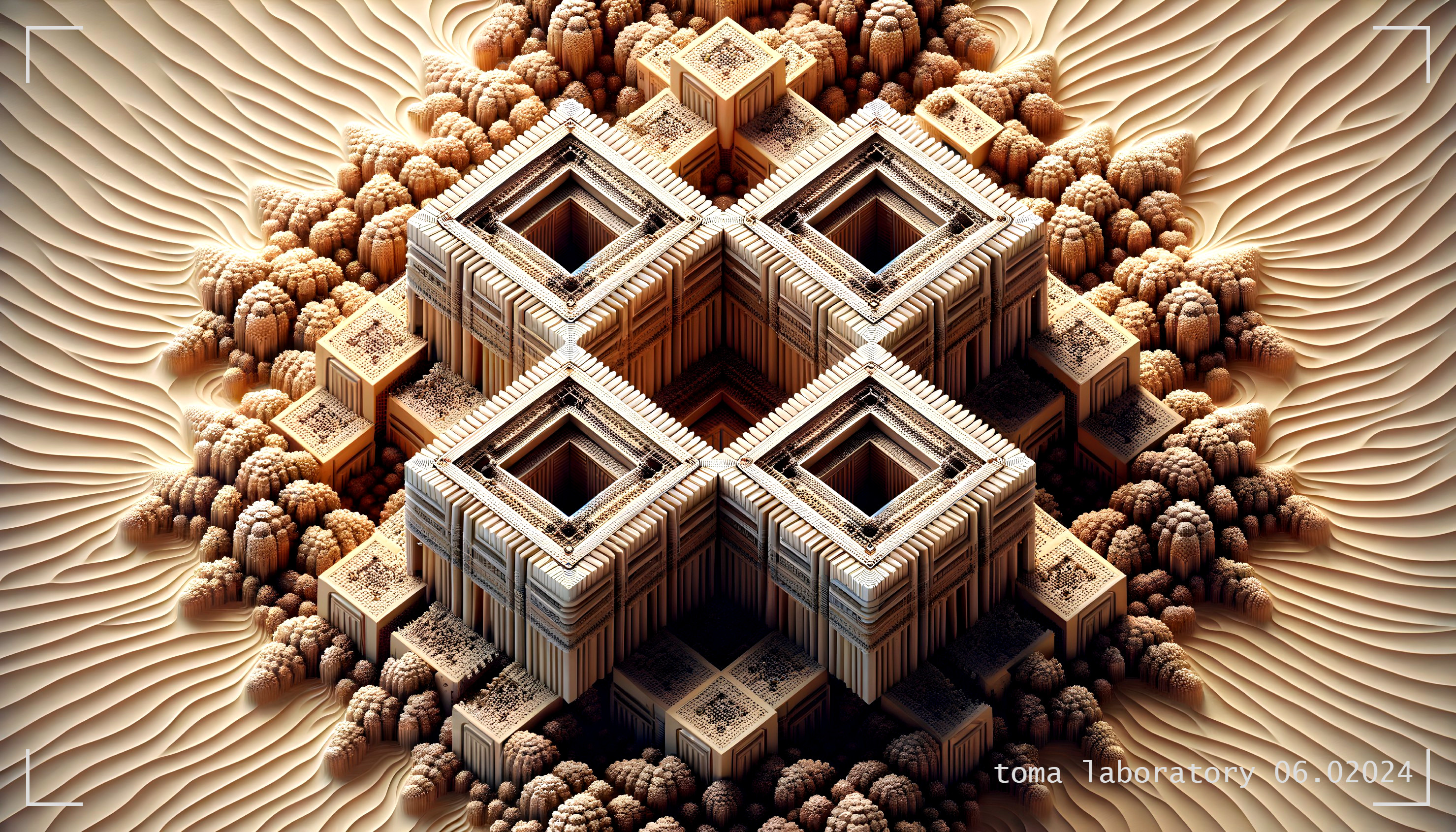 Intricate Fractal Design with Geometric Shapes and Textures