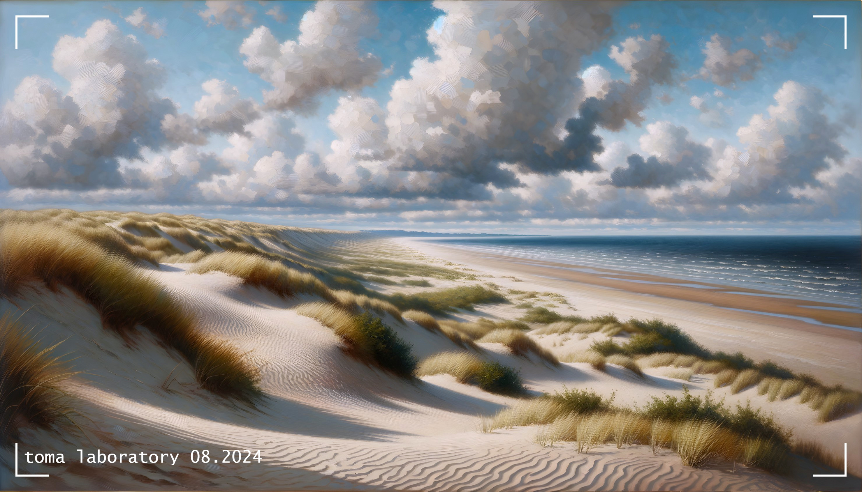 Serene Coastal Landscape with Sand Dunes and Ocean
