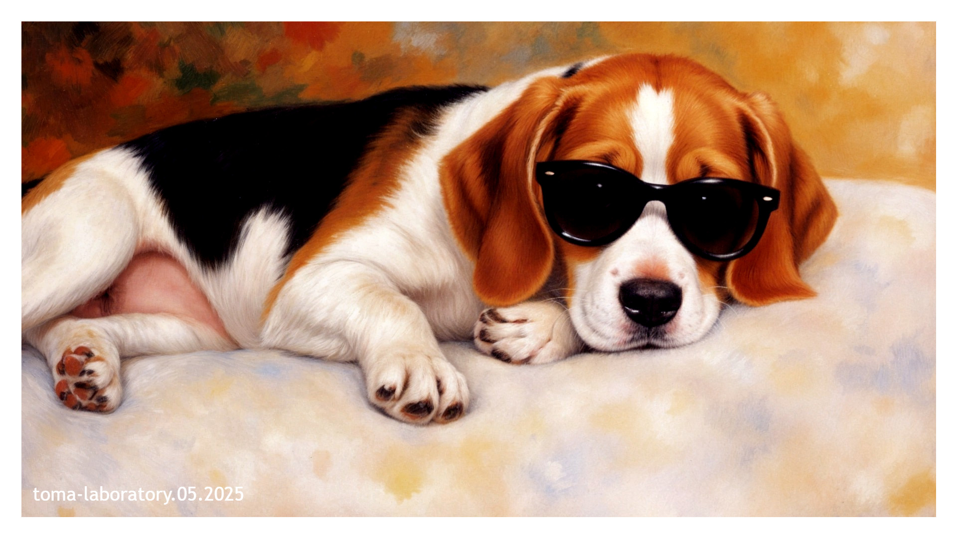 Beagle in Sunglasses Relaxing in Soft Background