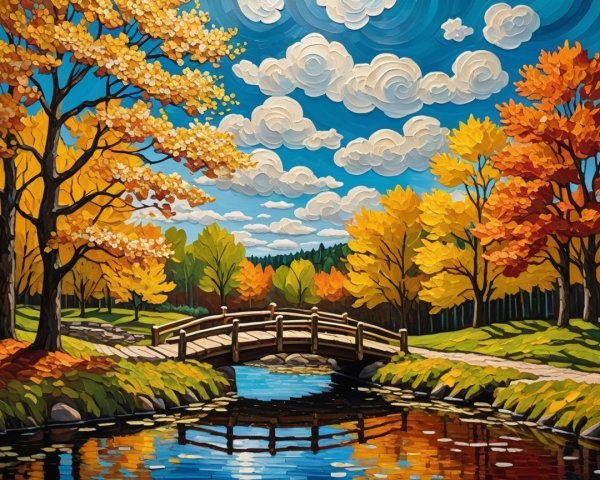 Autumn Landscape with River and Colorful Foliage