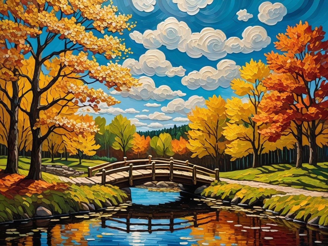 Autumn Landscape with River and Colorful Foliage