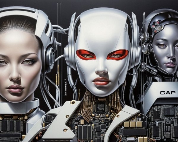 Futuristic Humanoid Robot Faces with Unique Designs