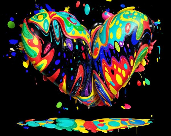 Vibrant Abstract Heart Shape with Multicolored Paint