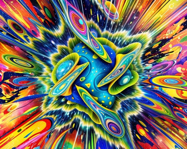 Vibrant Cosmic Color Explosion with Dynamic Patterns