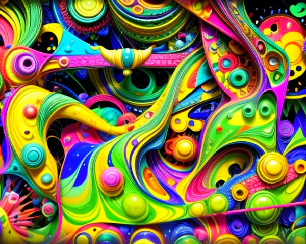 Vibrant Abstract Composition with Swirling Patterns
