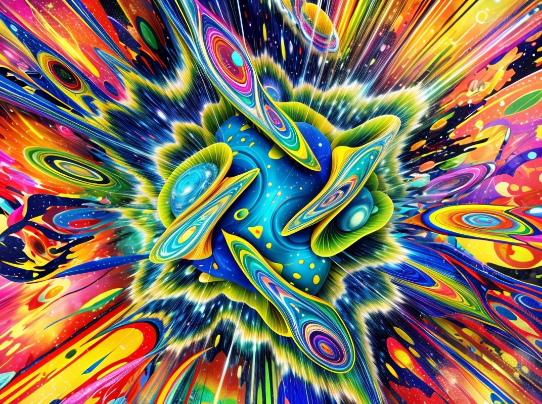 Vibrant Cosmic Color Explosion with Dynamic Patterns