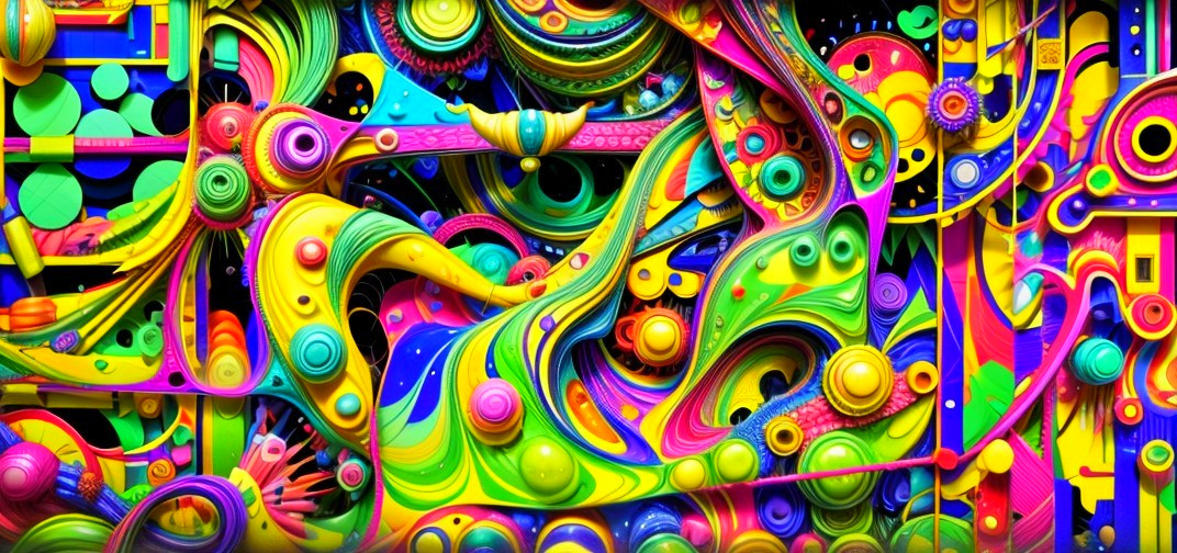 Vibrant Abstract Composition with Swirling Patterns