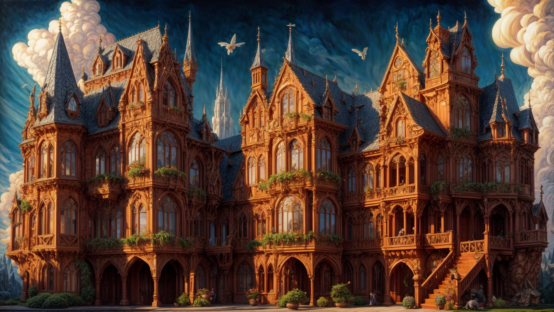 Intricately Designed Mansion with Ornate Facades