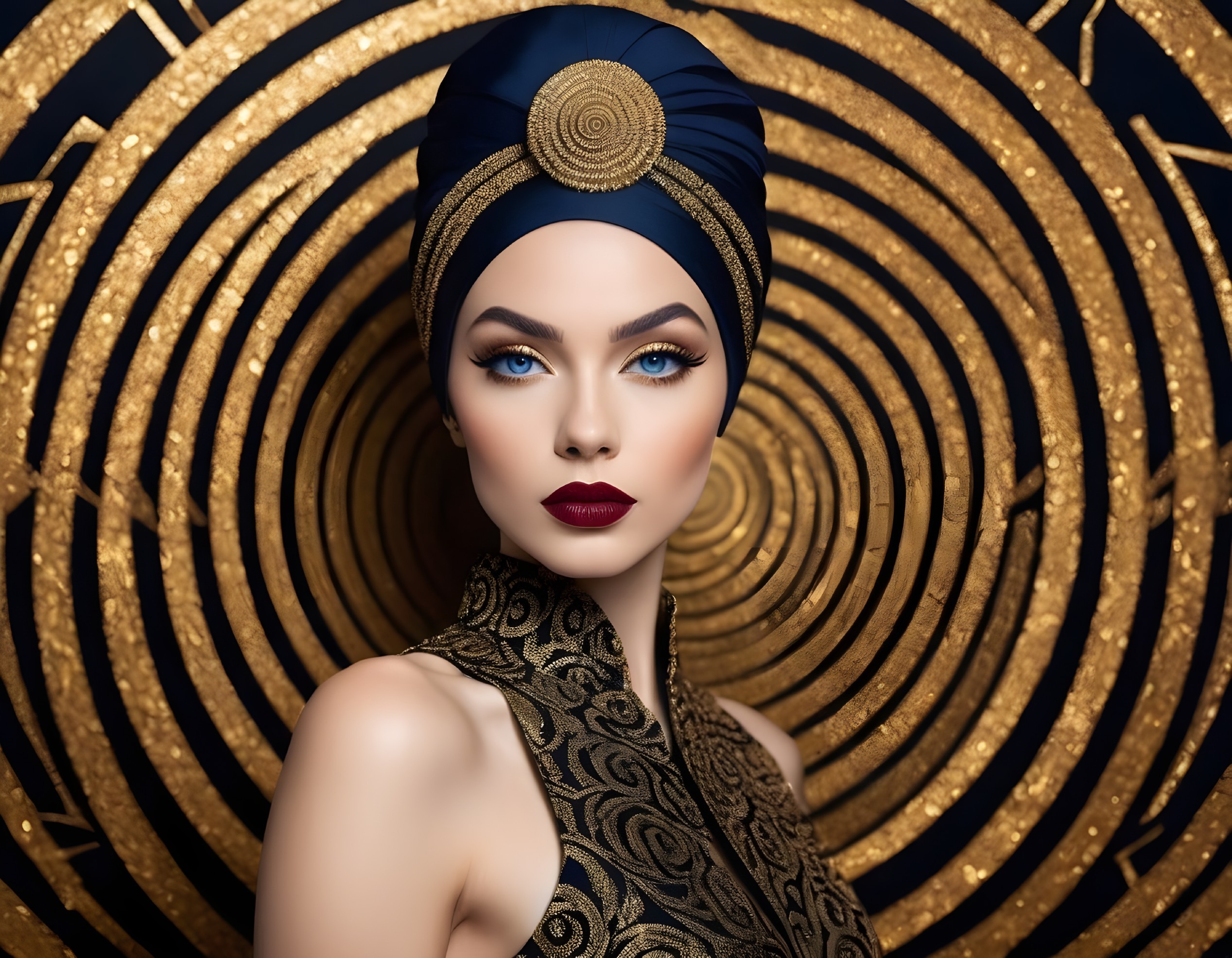 Vibrant Portrait of Model with Blue Eyes and Red Lips