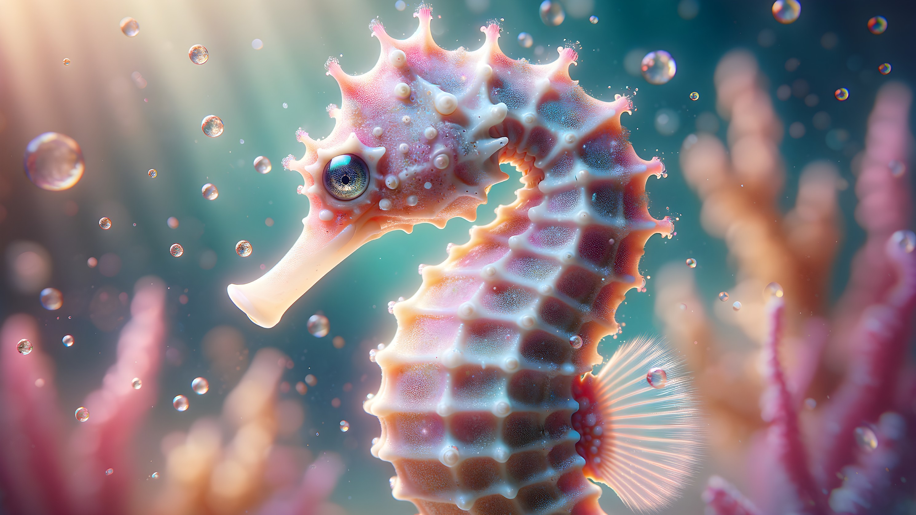 Colorful Seahorse in Vibrant Underwater Scene