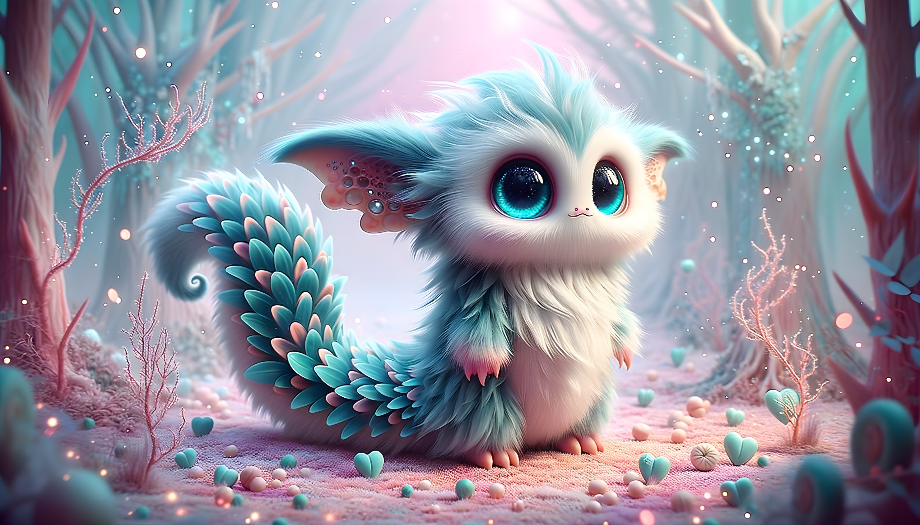 Fluffy Creature in Enchanting Forest Setting