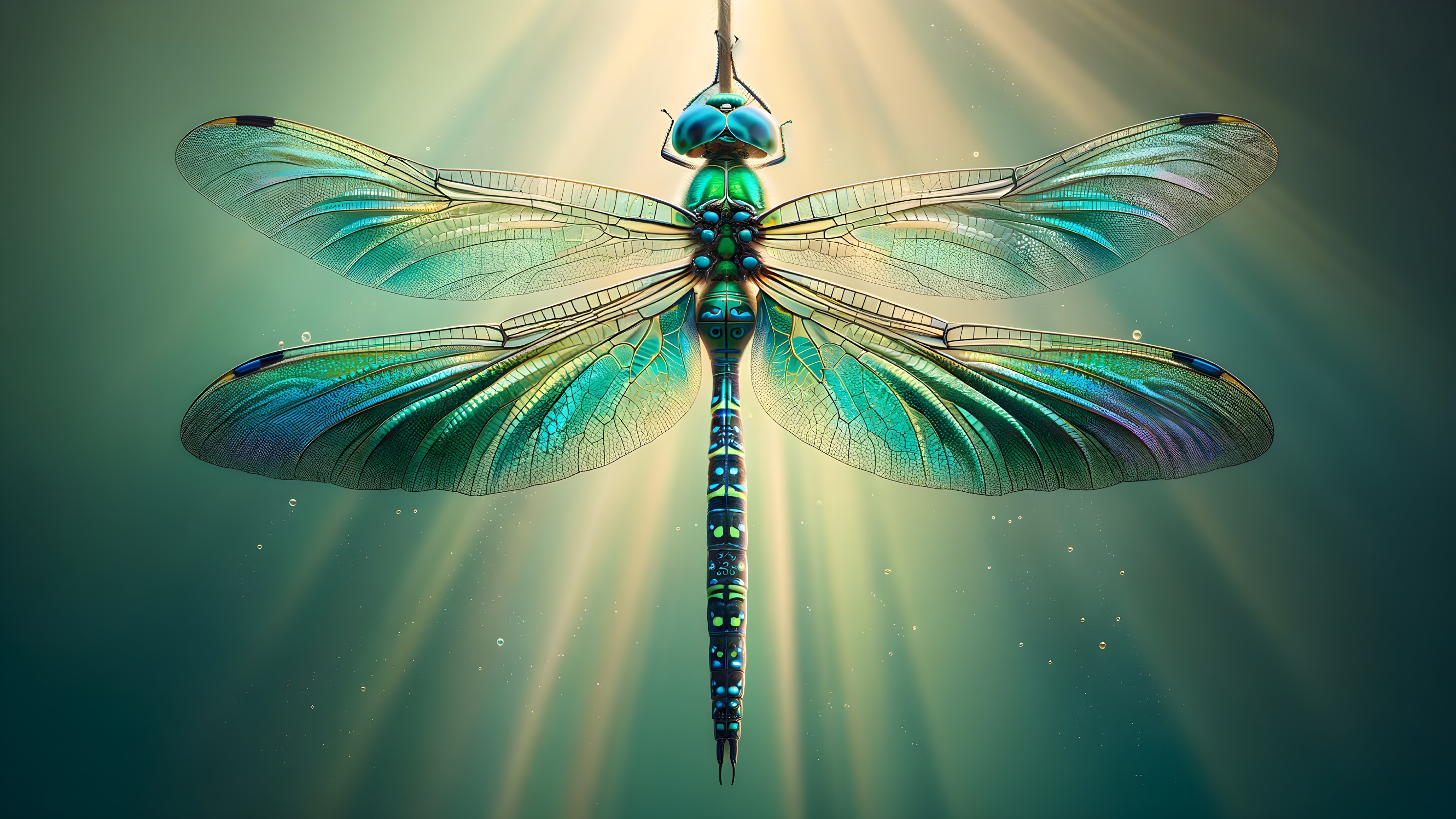 Close-up of a dragonfly with iridescent wings