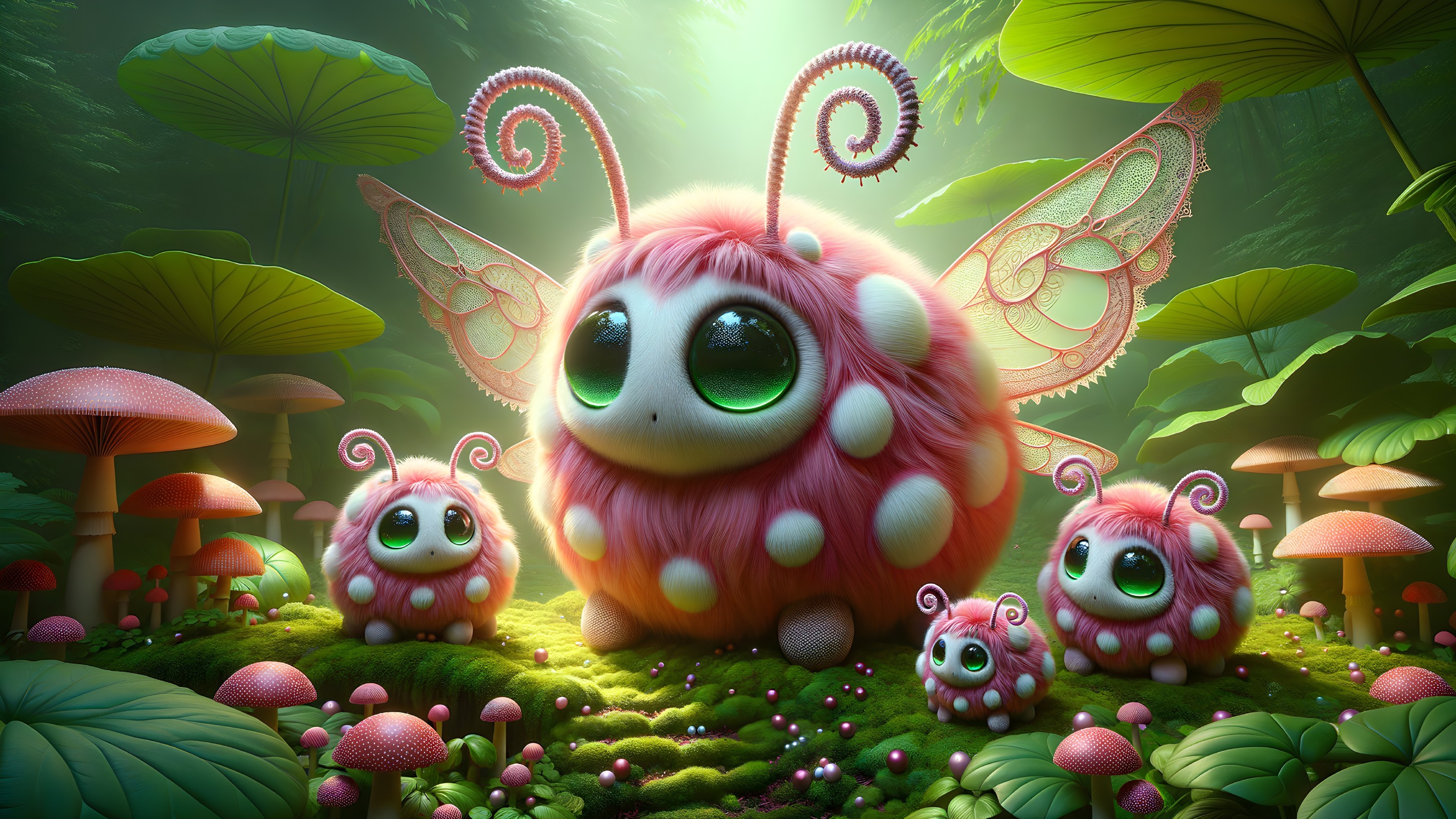 Enchanted Forest with Colorful Winged Creatures