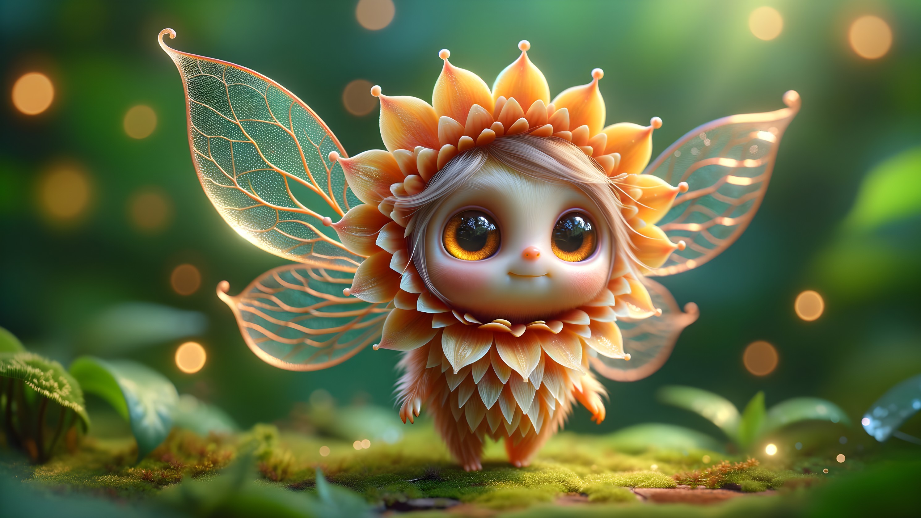 Whimsical Fairy Creature Resembling a Sunflower