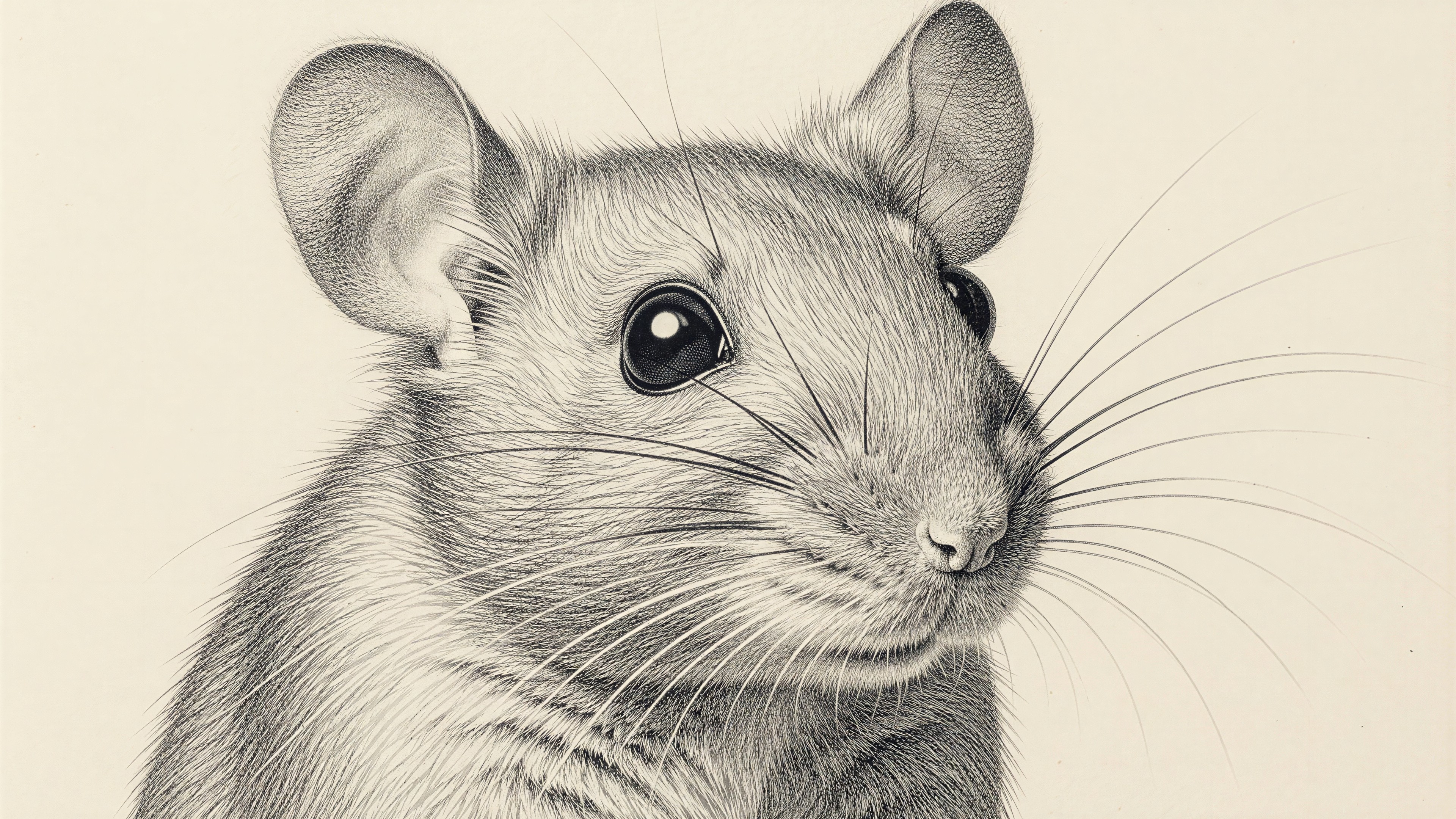 Monochrome Pencil Portrait of a Realistic Mouse