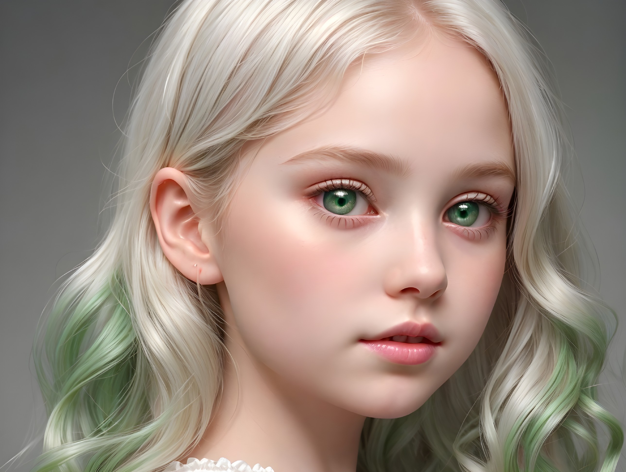 Close-up Portrait of a Young Girl with Wavy Hair
