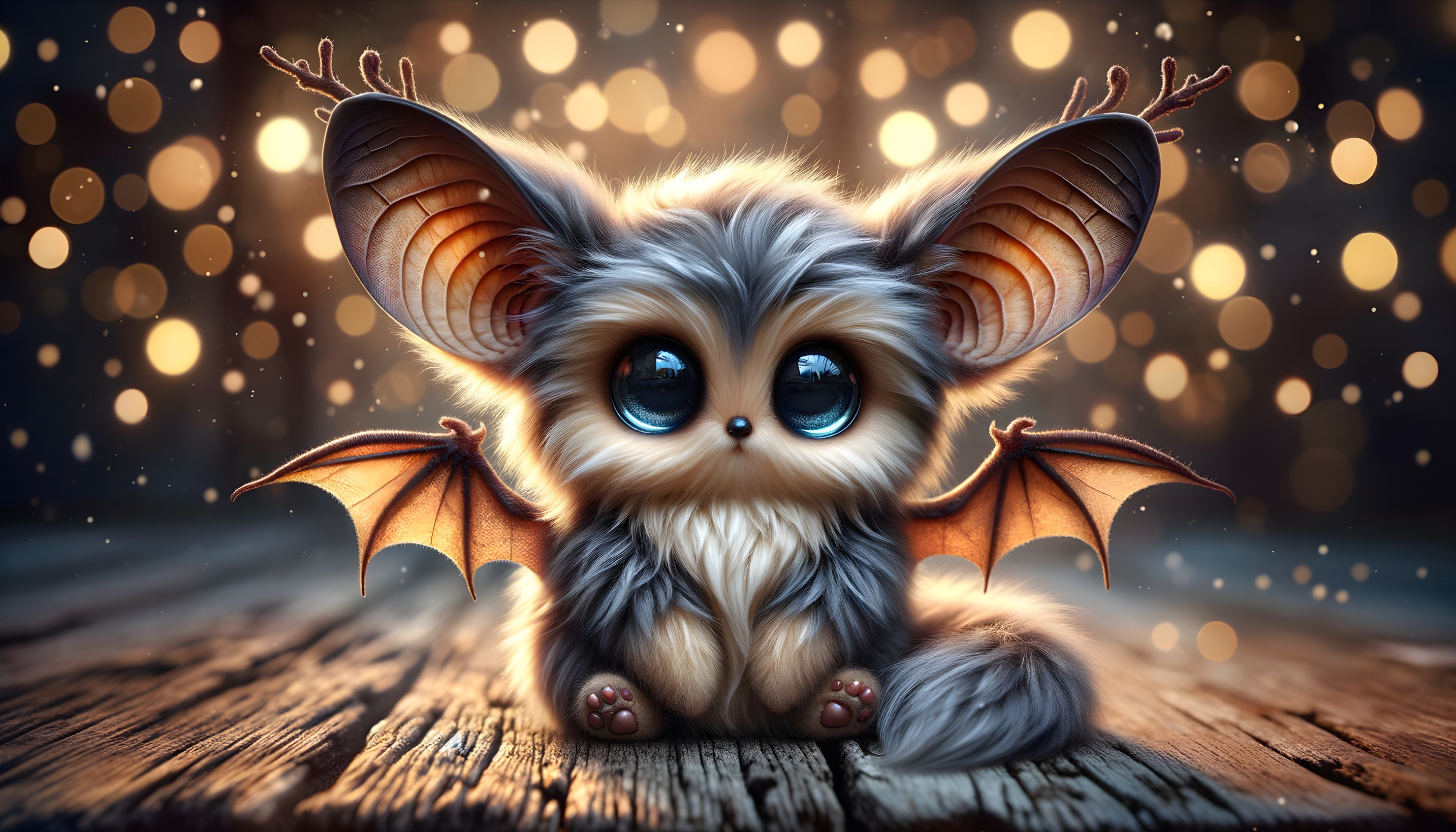 Charming chibi creature with fluffy fur and wings