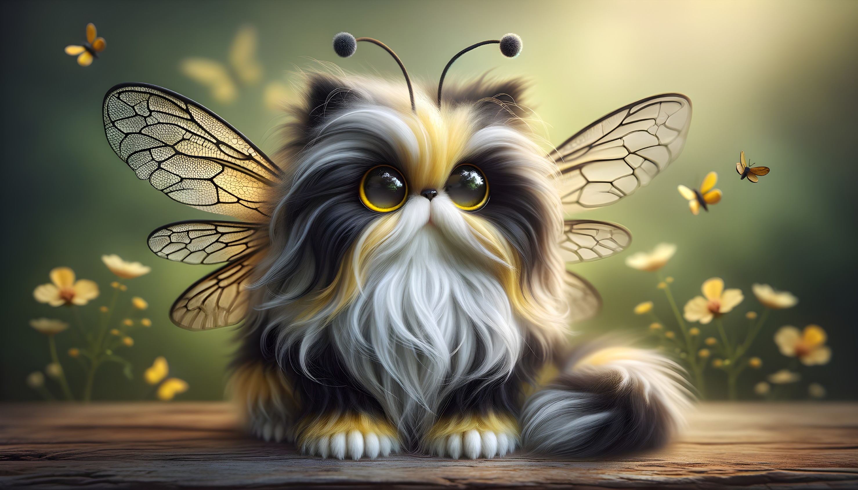 Whimsical Creature with Cat and Bee Features