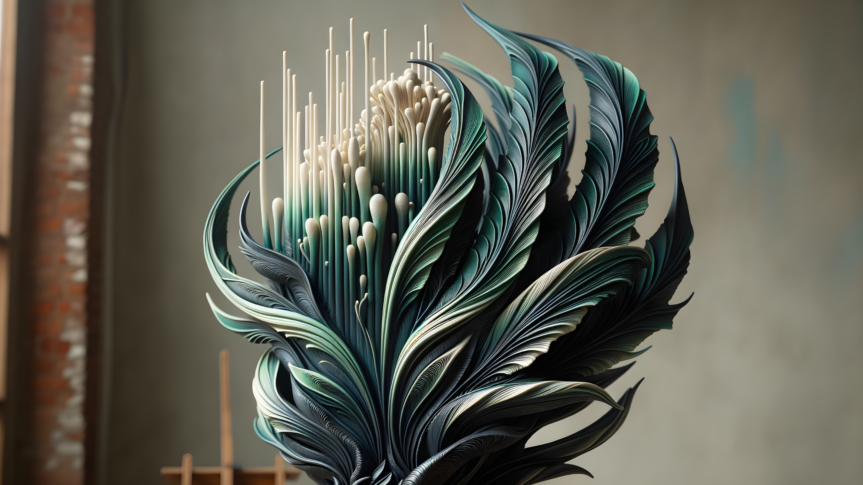 Abstract Sculpture with Curves and Gradient Colors