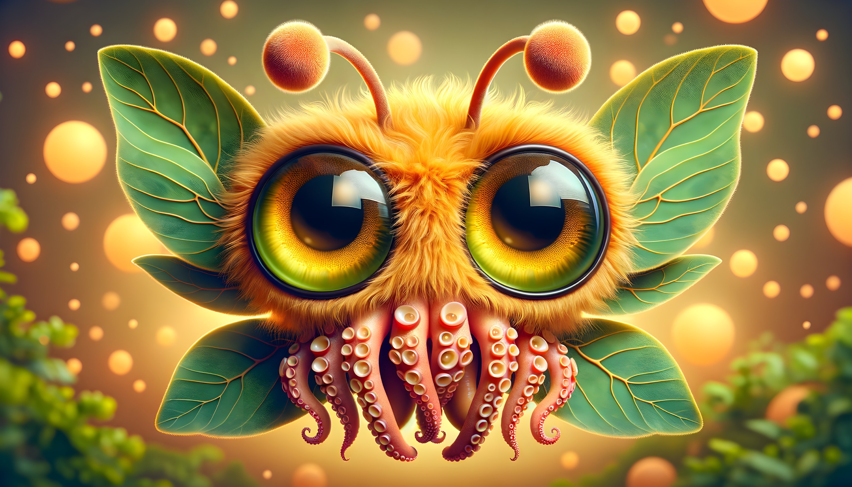 Whimsical Creature with Fluffy Body and Tentacles