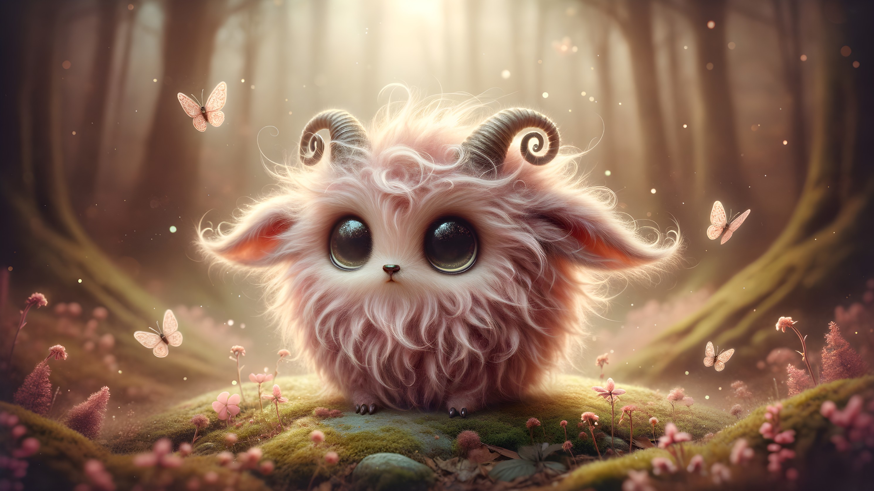 Whimsical Fluffy Creature in a Magical Forest