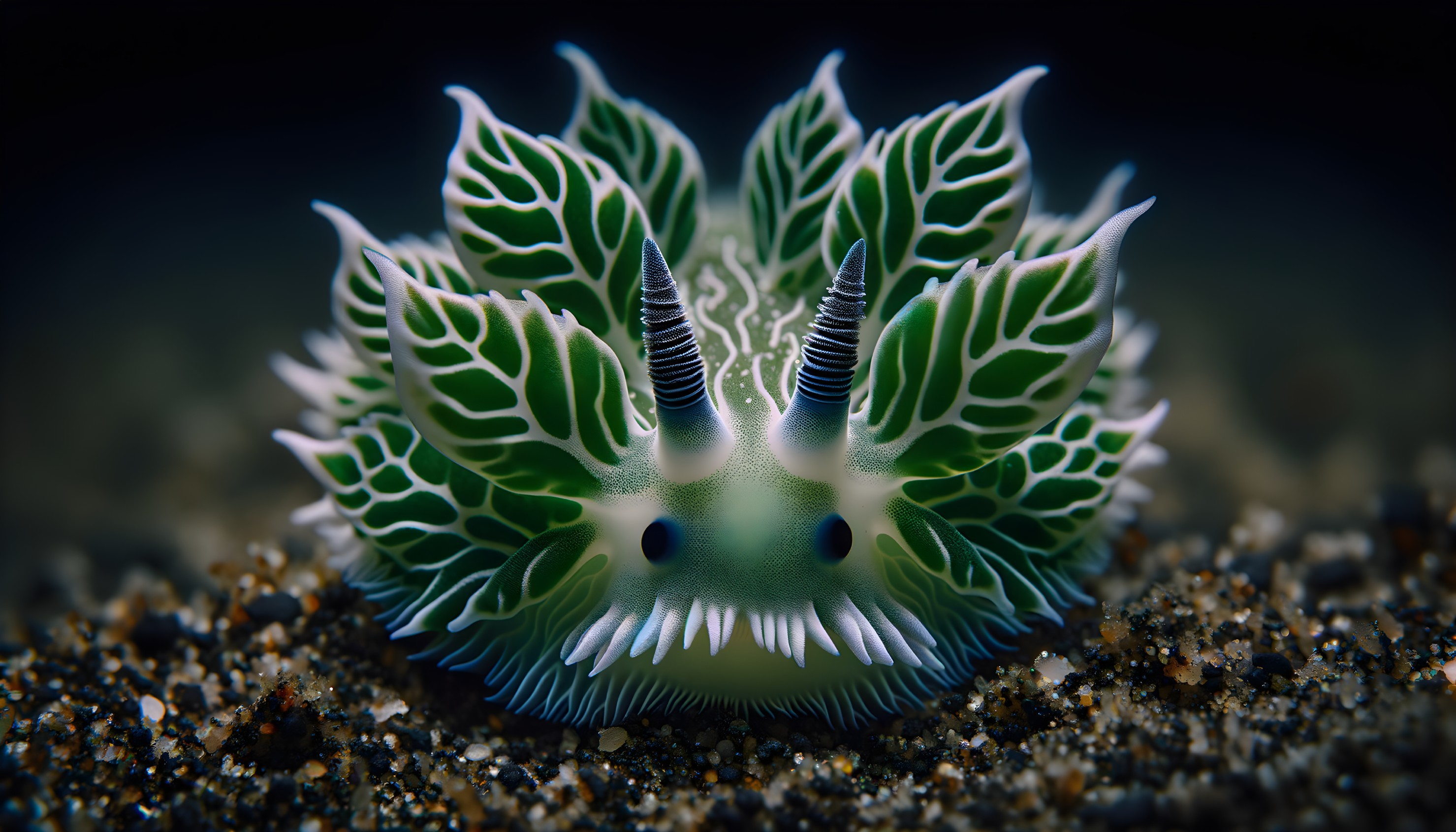 Vibrant Sea Slug with Leaf-Like Appendages on Sand
