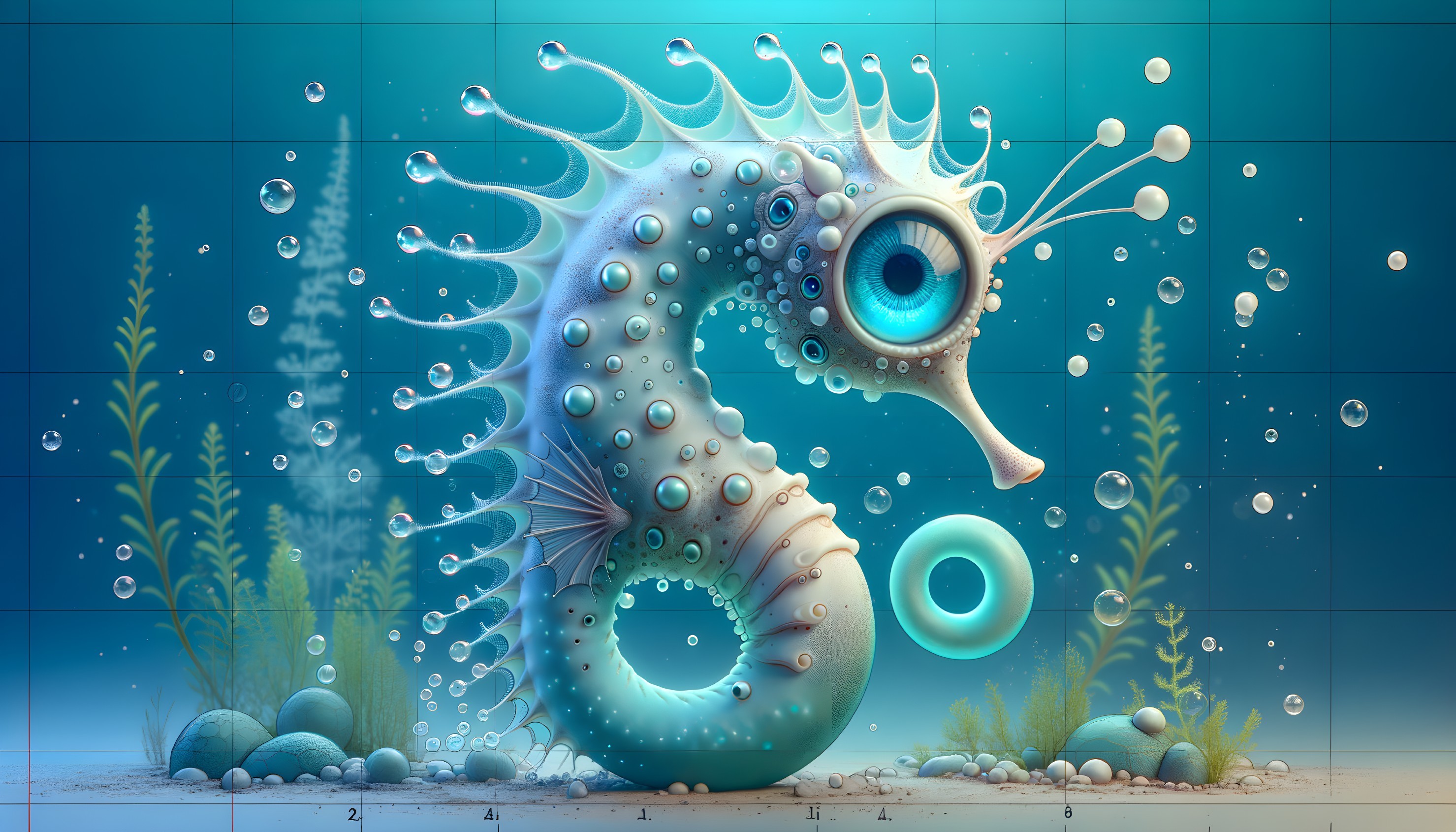 Whimsical Seahorse in Serene Underwater Scene