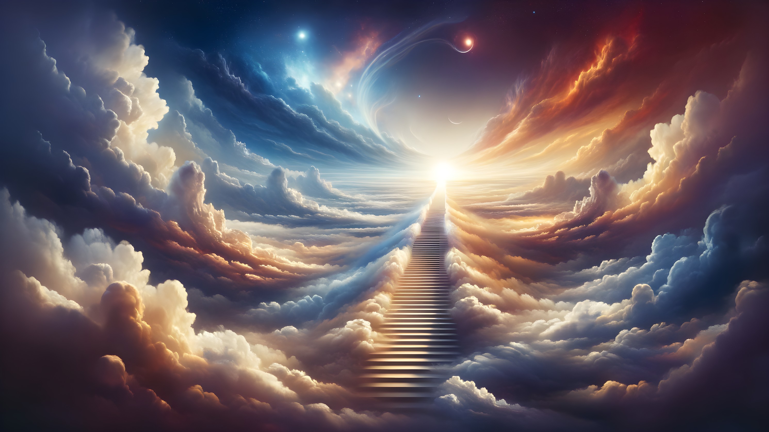 Celestial Scene of Sun and Vibrant Cloud Tapestry