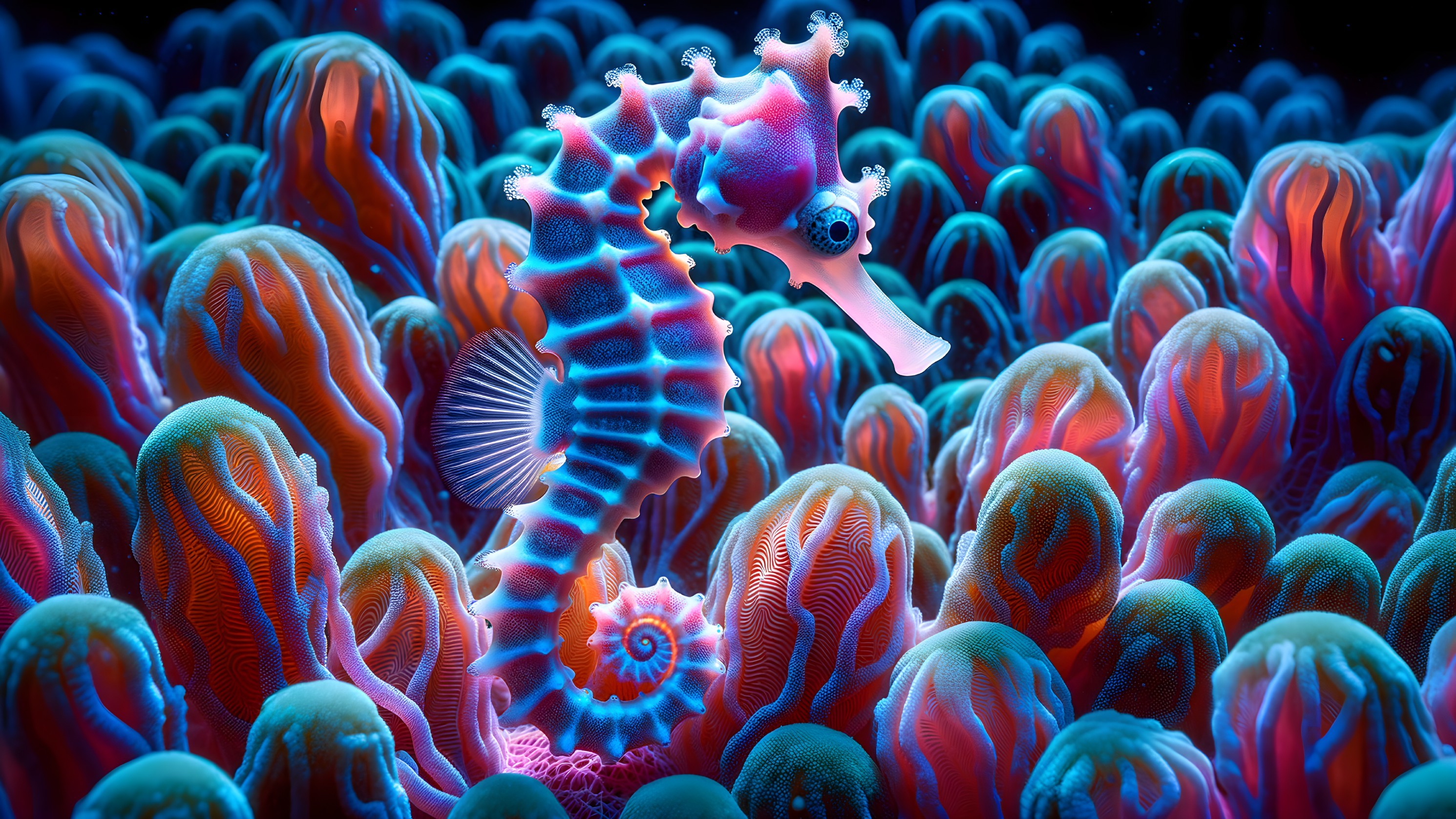 Vibrant Underwater Scene with Seahorse and Coral