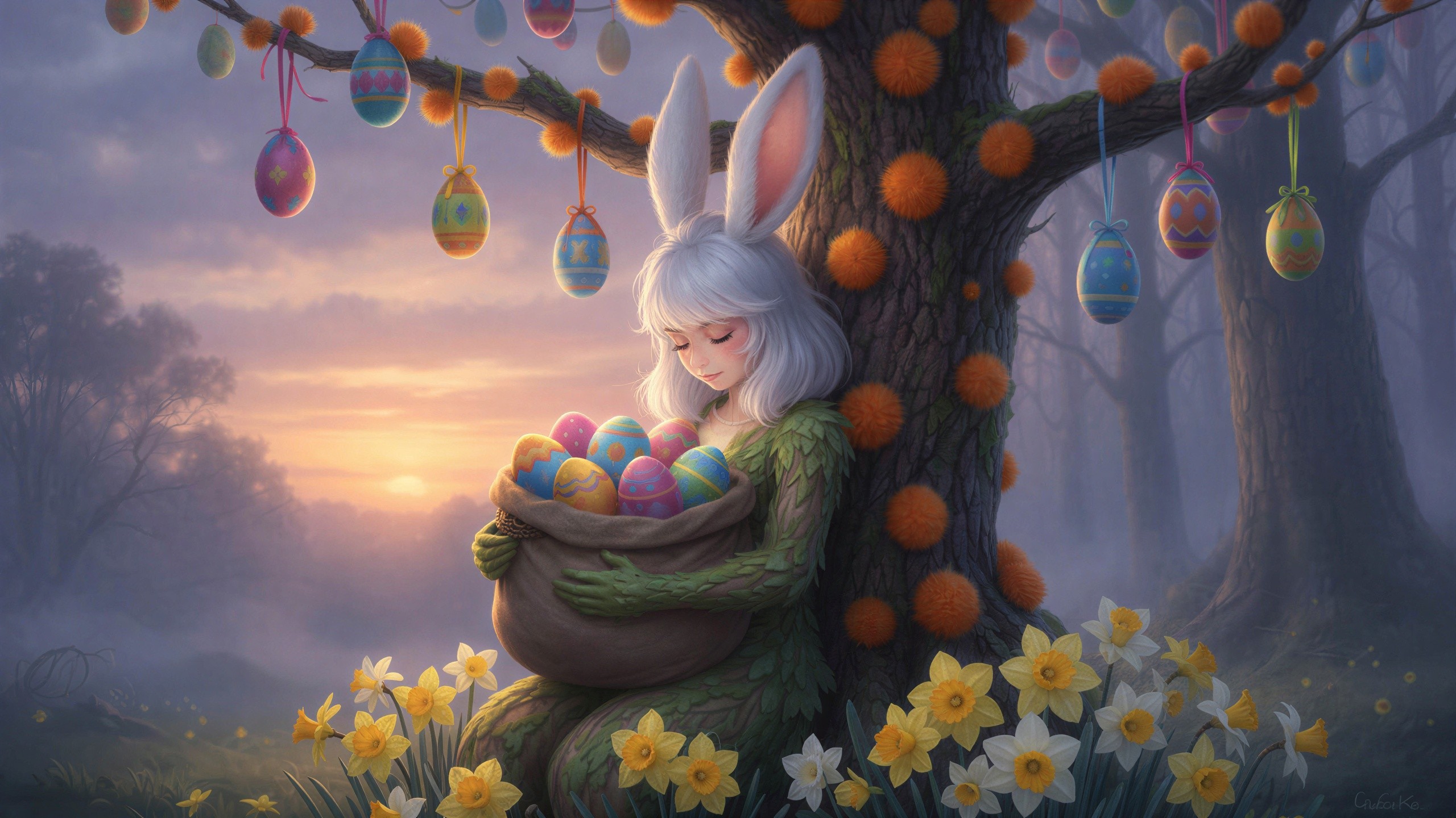 Surreal Fairytale Illustration of an Easter Bunny Character