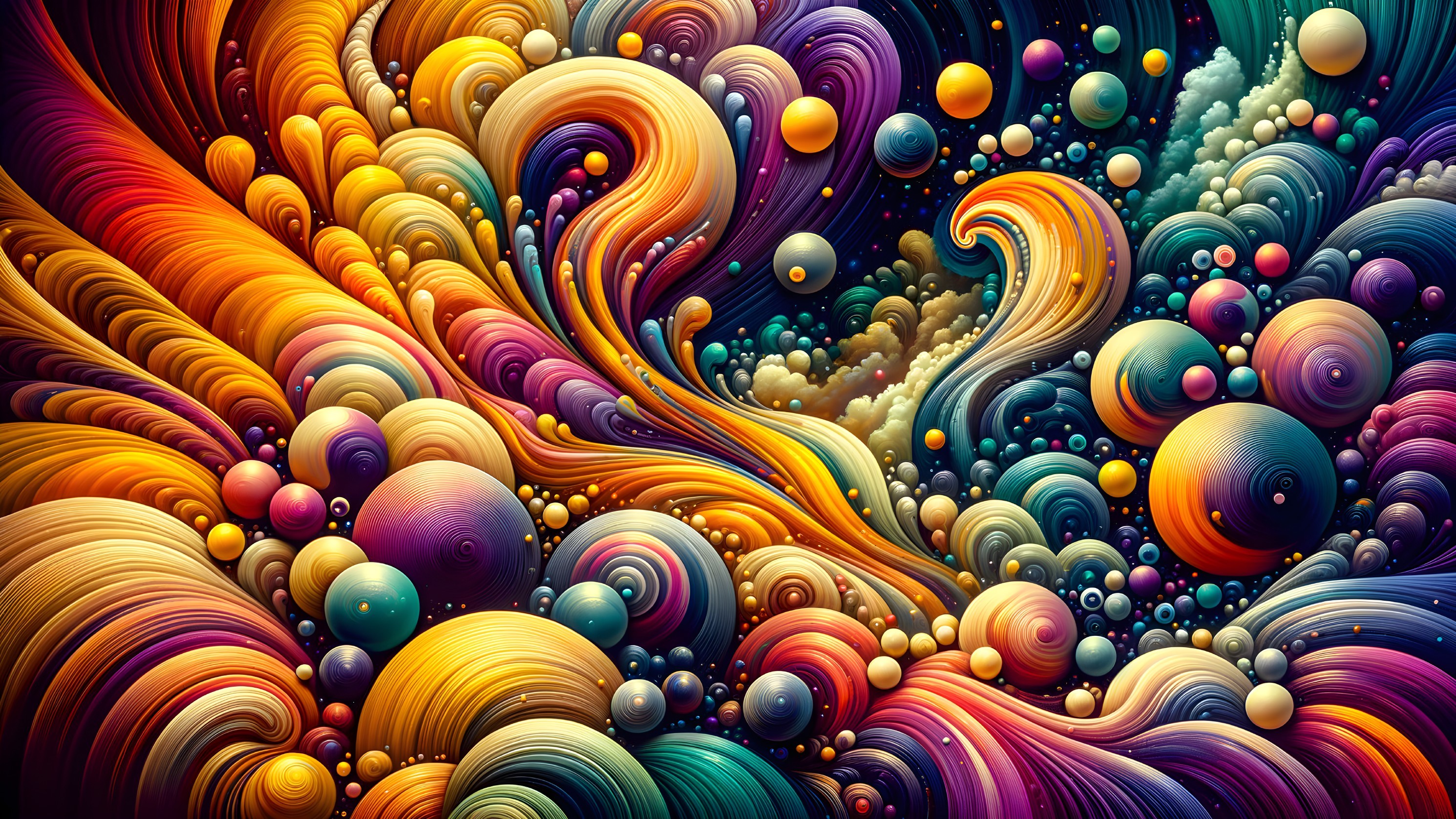 Abstract Display of Vibrant Swirling Colors and Patterns