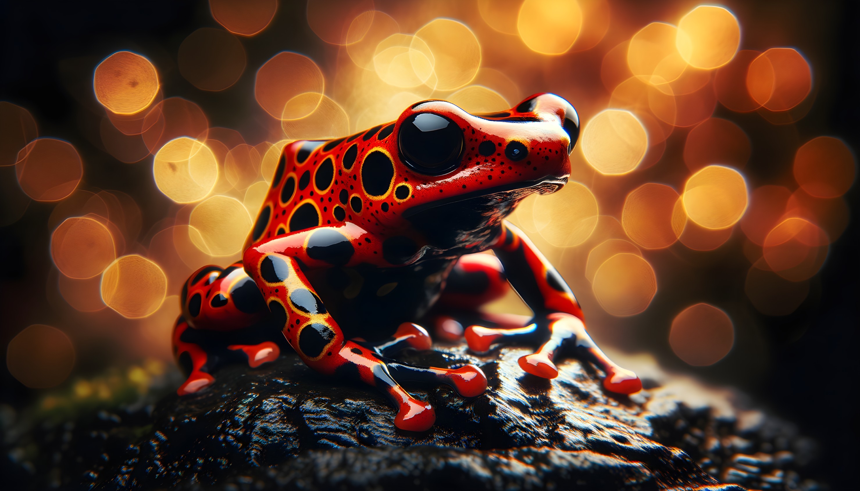 Vibrant Red Poison Dart Frog on Textured Rock
