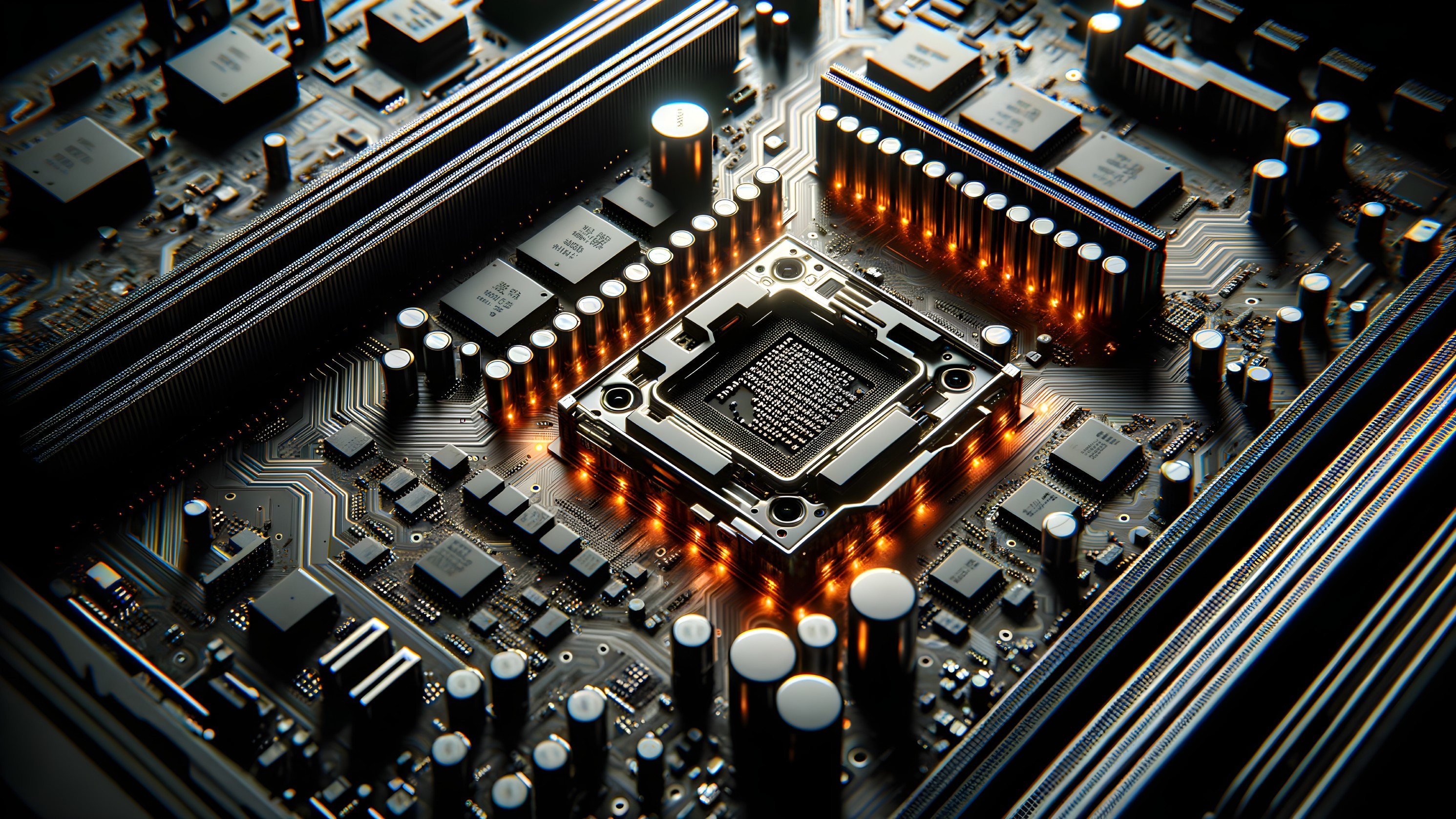 Close-up of a modern circuit board with components