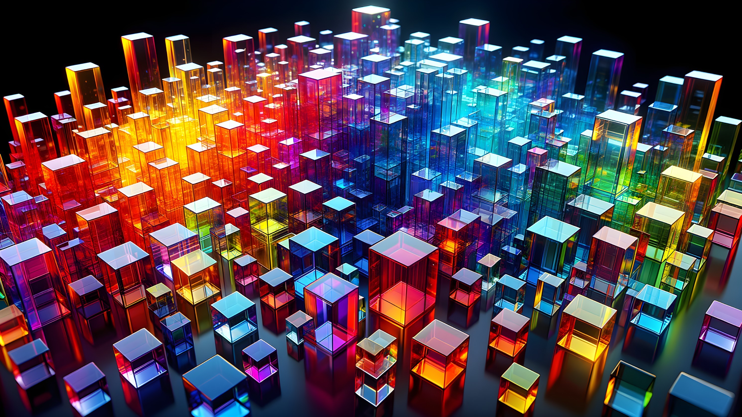 Vibrant Abstract Landscape of Colorful Cubic Shapes