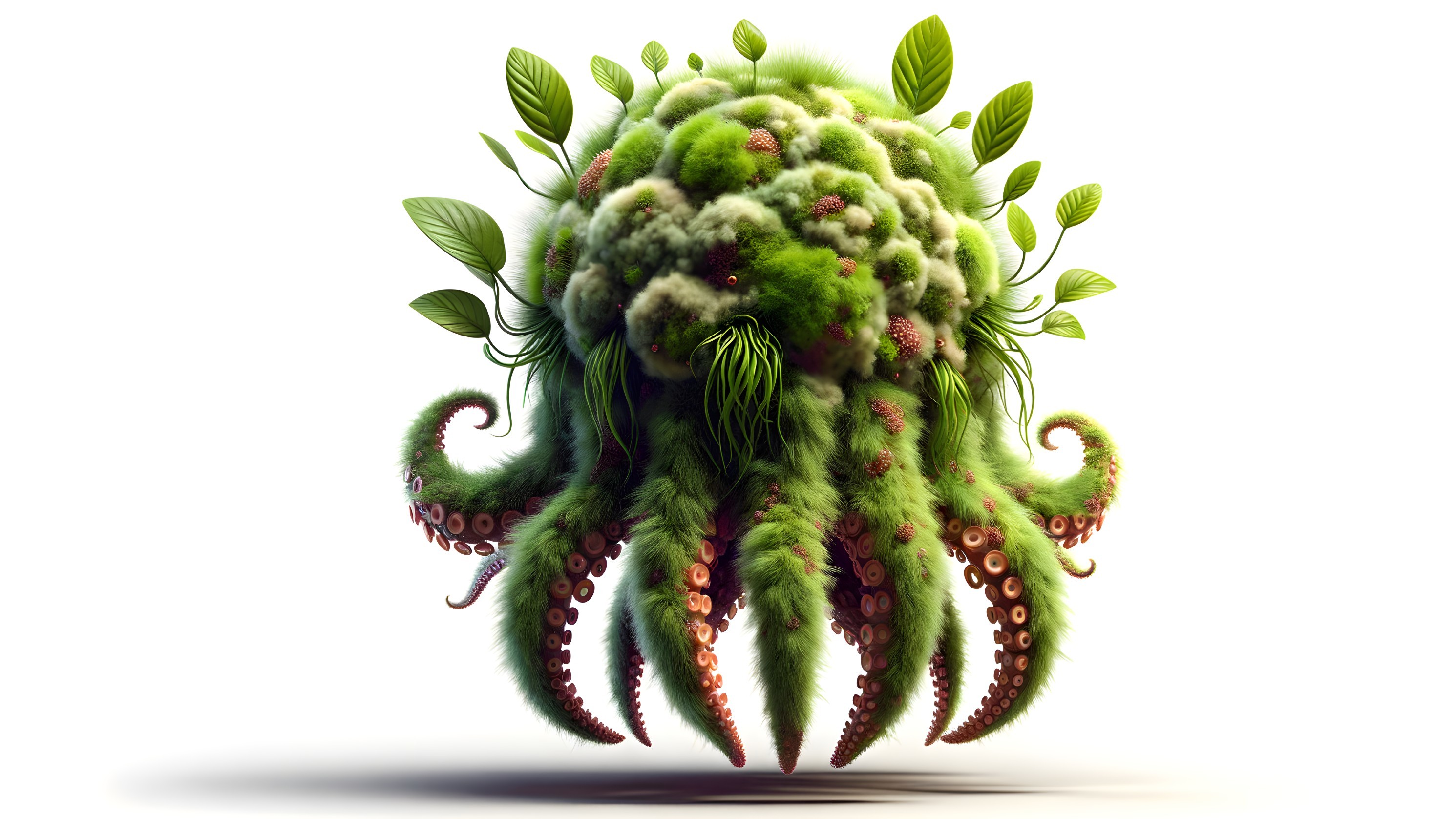 Fantastical Creature Blending Octopus and Plant Features