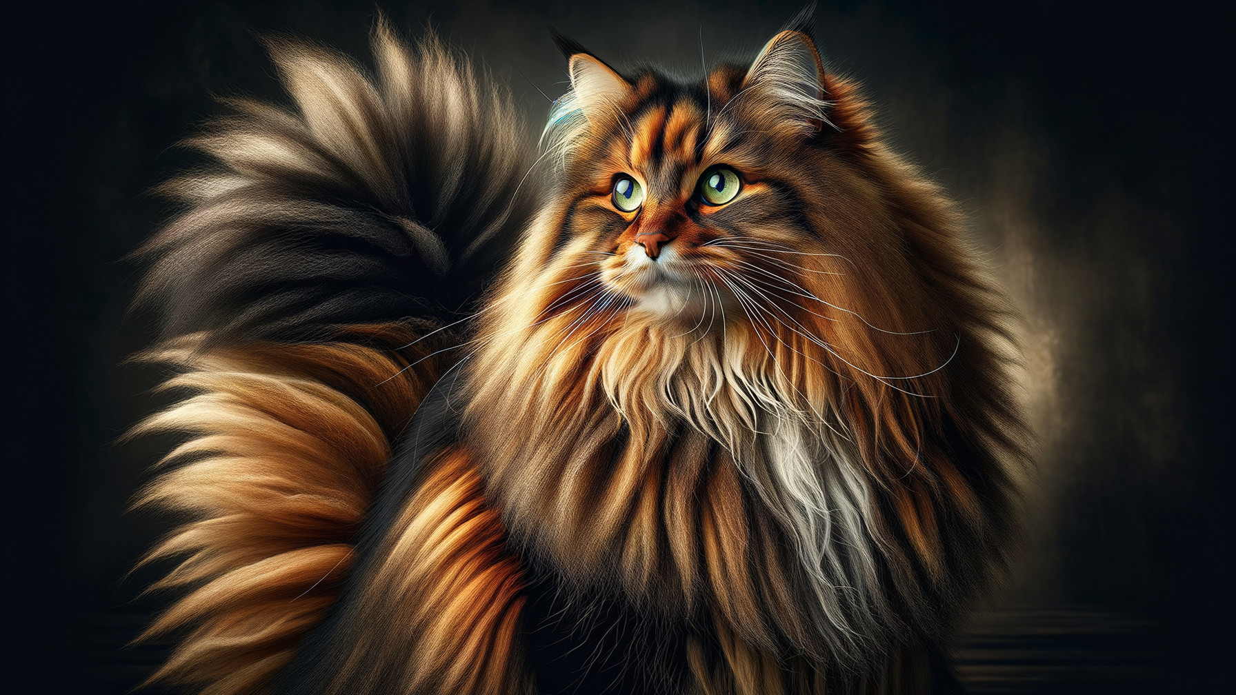 Majestic Cat with Luxurious Coat and Striking Eyes