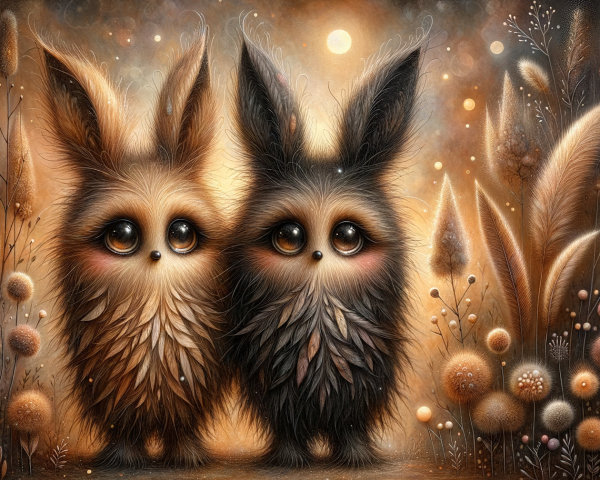 Stylized Rabbits in Dreamy Magical Setting