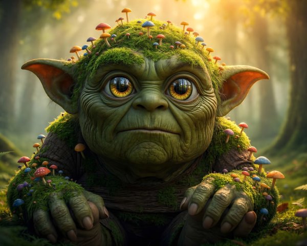 Photorealistic Close-Up of a Humanoid Creature in Forest