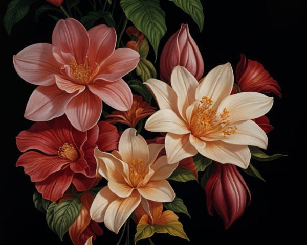 Vibrant Flower Arrangement with Detailed Realism