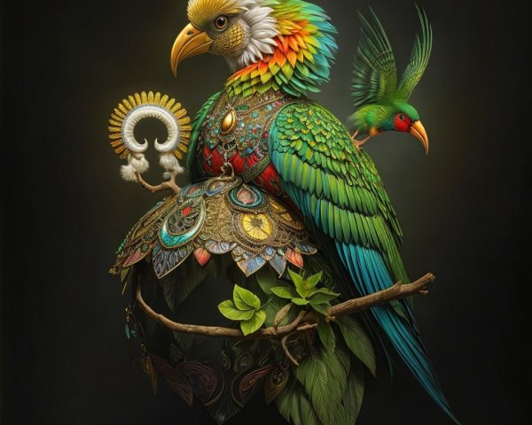 Colorful Majestic Bird with Intricate Patterns and Feathers