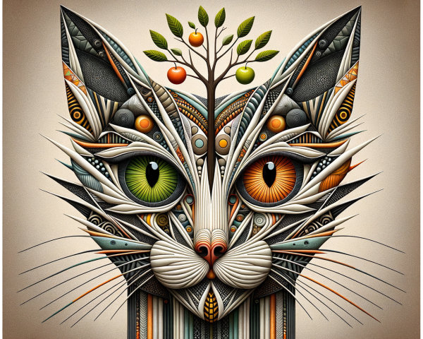 Psychedelic Folk Art Illustration of a Cat's Face