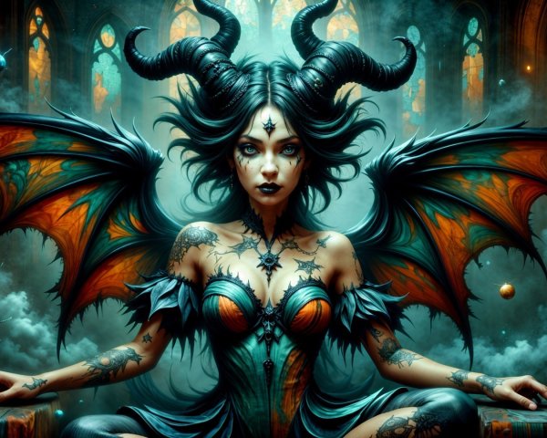 Figure with Wings in Mystical Ethereal Setting